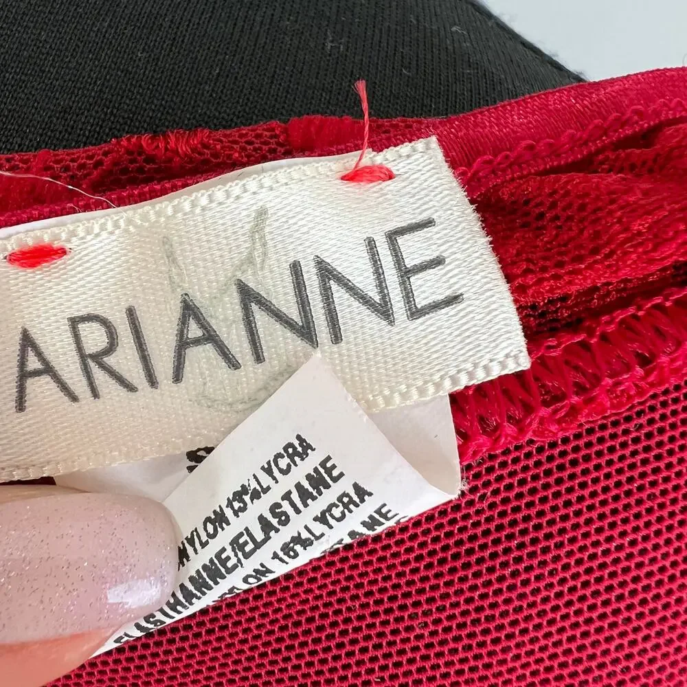 ARIANNE Red Sleeveless Lace Ruffle Hem Corset Lingerie Top Size S Small